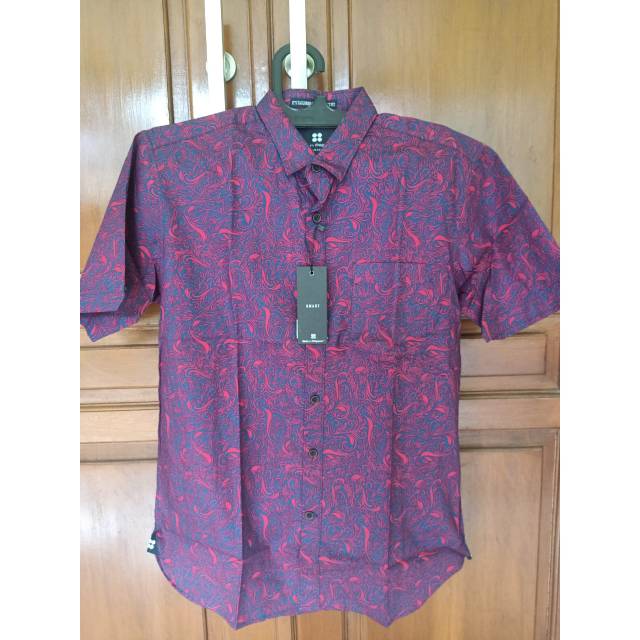 Salt n Pepper 011 Kemeja Murah Batik Lengan Pendek XL Red