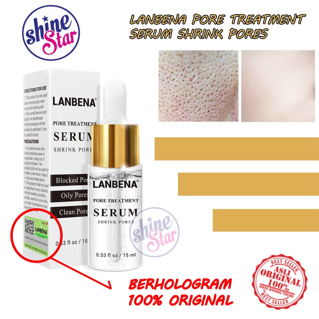 SHINE STAR - LANBENA PORE TREATMENT SERUM Shrink Pores 15mL / Serum Pengecil Pori Pori