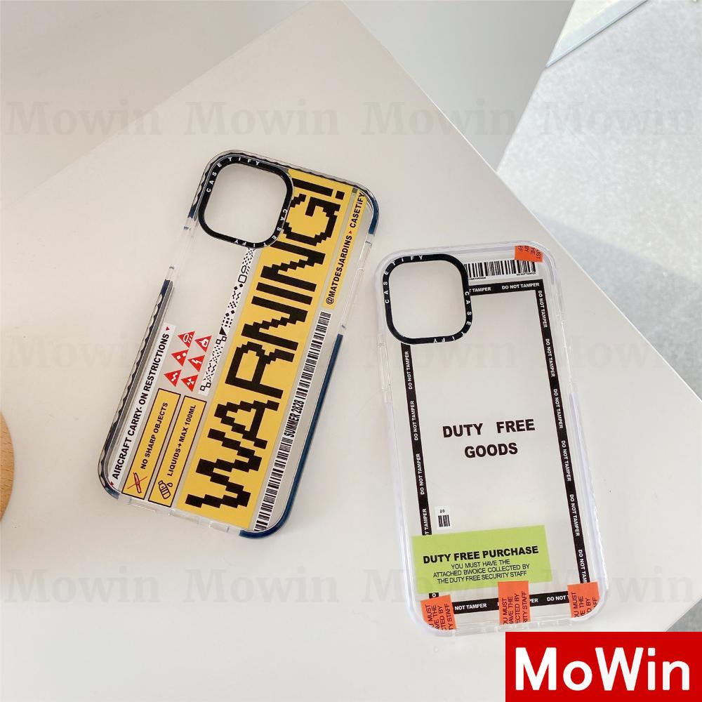 Mowin - Soft Case Tpu Transparan Motif Label Peringatan Untuk Iphone 12 Pro Max Xs Se Max 12 Se 2020 Pro 11 Mini Xr 8 7 7plus 8plus