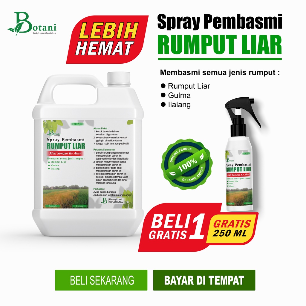 Jual Botani Cairan Pembasmi Rumput Liar Ilalang Gulma Liter Gratis