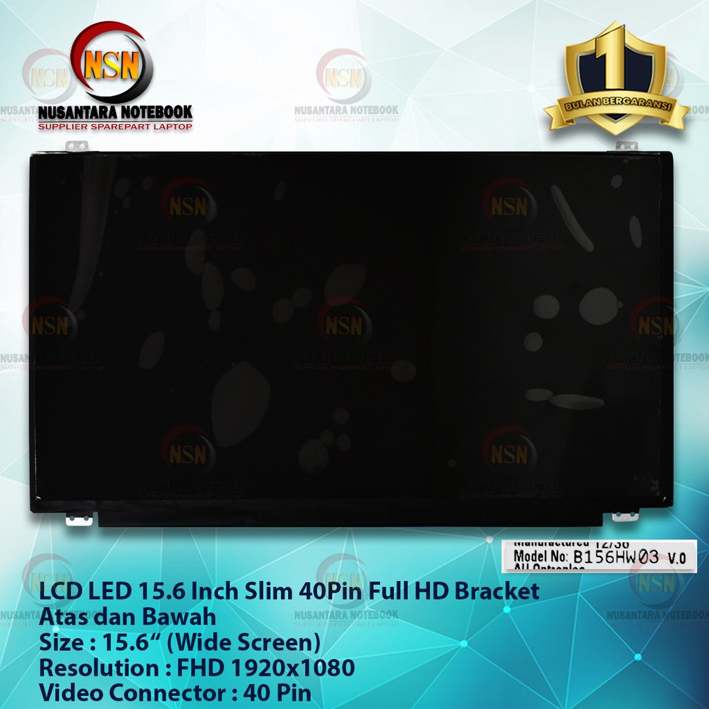 LED LCD LAYAR 15.6 INCH SLIM 40PIN FHD RESOLUSI 1920 X1080