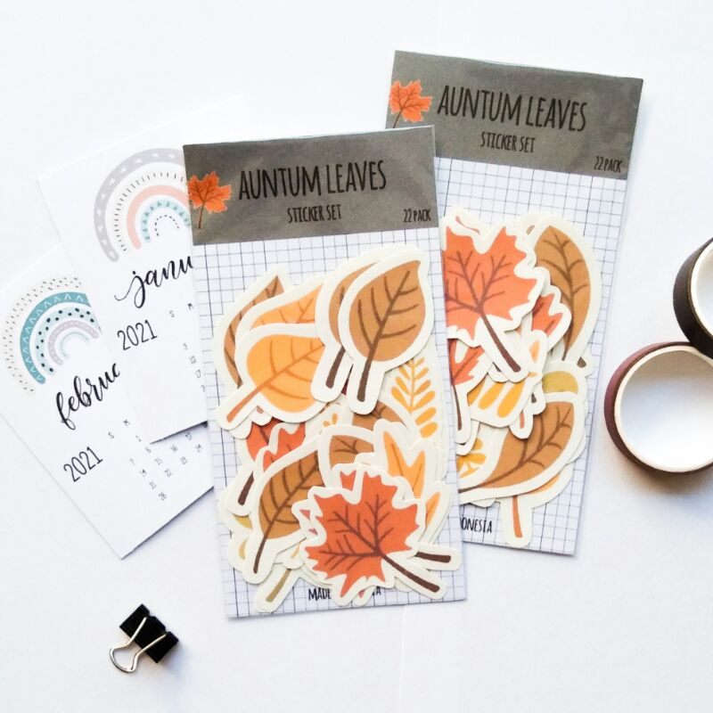 

[Jinjukuki] Auntum Leaves Sticker Set 22 Pack