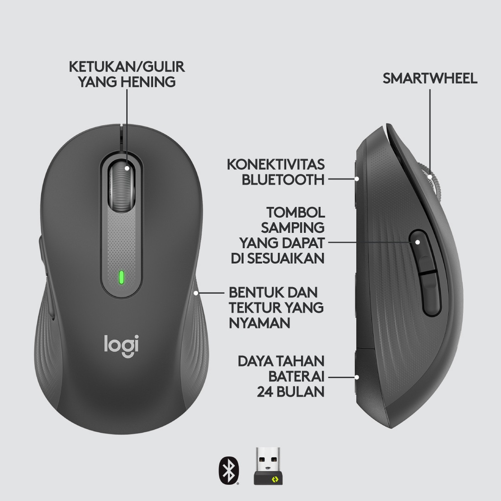 Logitech Signature M650 Mouse Wireless Bluetooth Silent