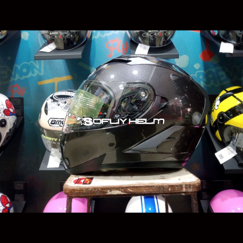 HELM INK DUKE SOLID GUNMETAL DOUBLE VISOR FULL FACE