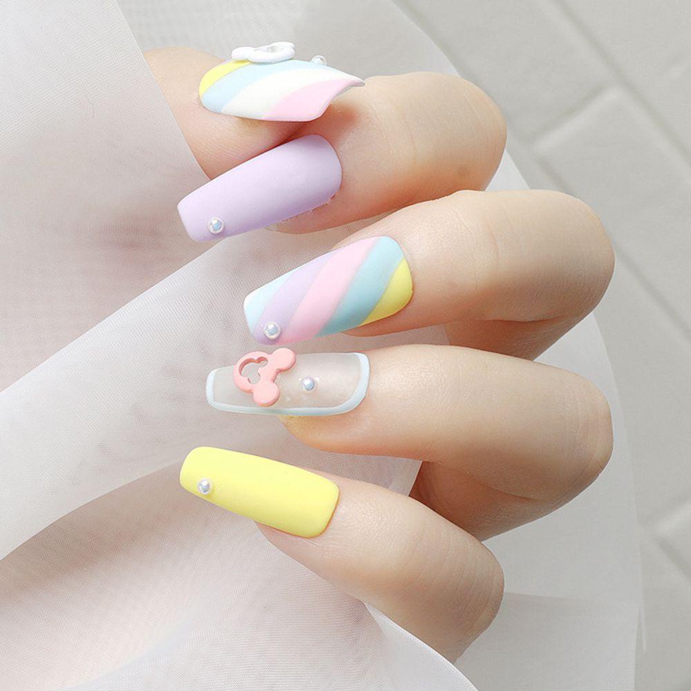 MXBEAUTY Mickey Kepala Perhiasan Nail Art Warna Permen Lucu Berongga Perhiasan DIY Nail Art Ornamen