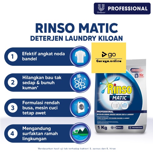 SURABAYA - RINSO BUBUK MATIC 900 GRAM SELALU READY PACKING AMAN UNTUK MESIN CUCI FRONTLOAD TOPLOAD ORIGINAL