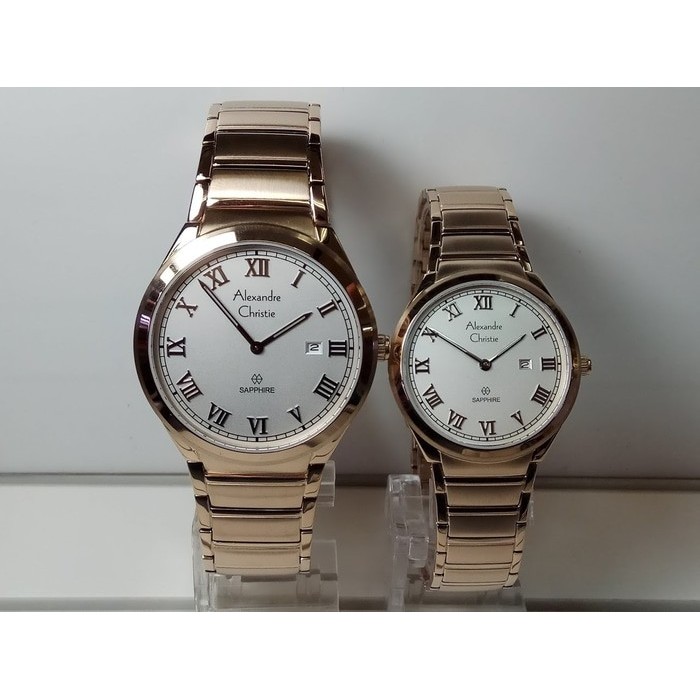 Sale JAM TANGAN COUPLE ALEXANDRE CHRISTIE AC 8538 SAPPHIRE LIGHT GOLD ORI Terbaik