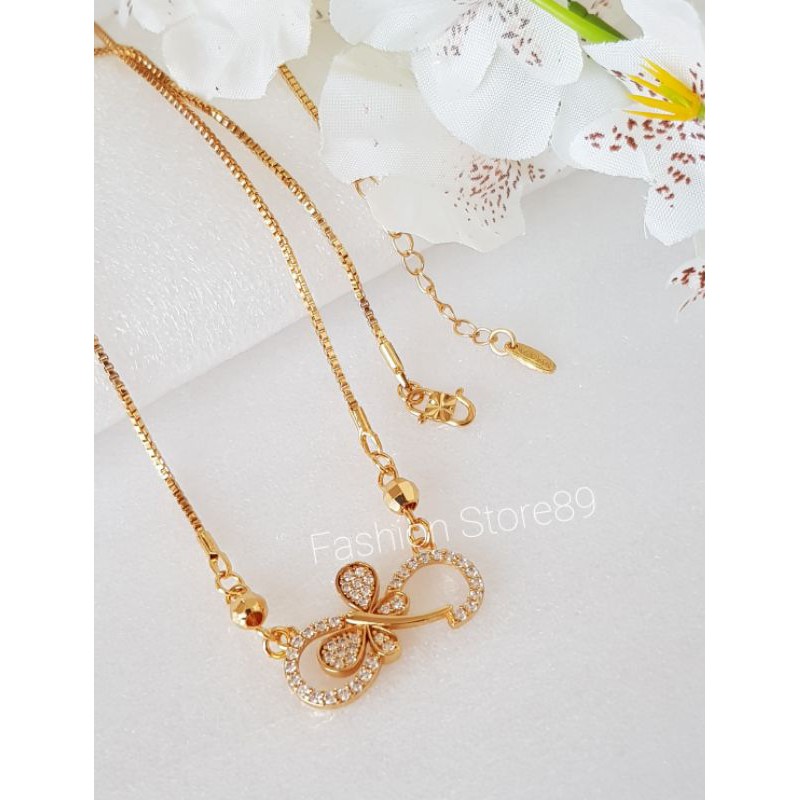 kalung Koye Love Buterfly full permata xuping Yaxiya dewasa import lapis emas 18K