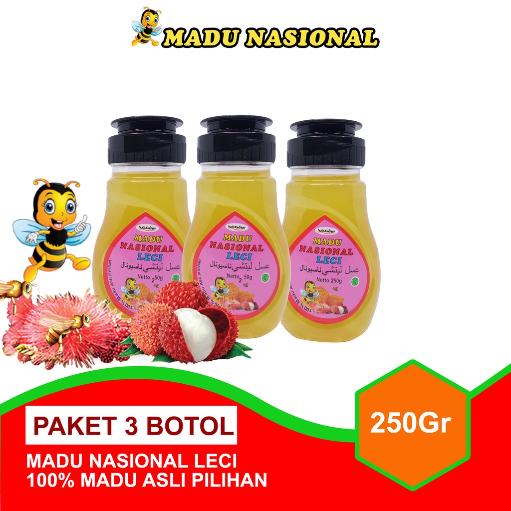 Madu Nasional Leci 250gr 3 Botol