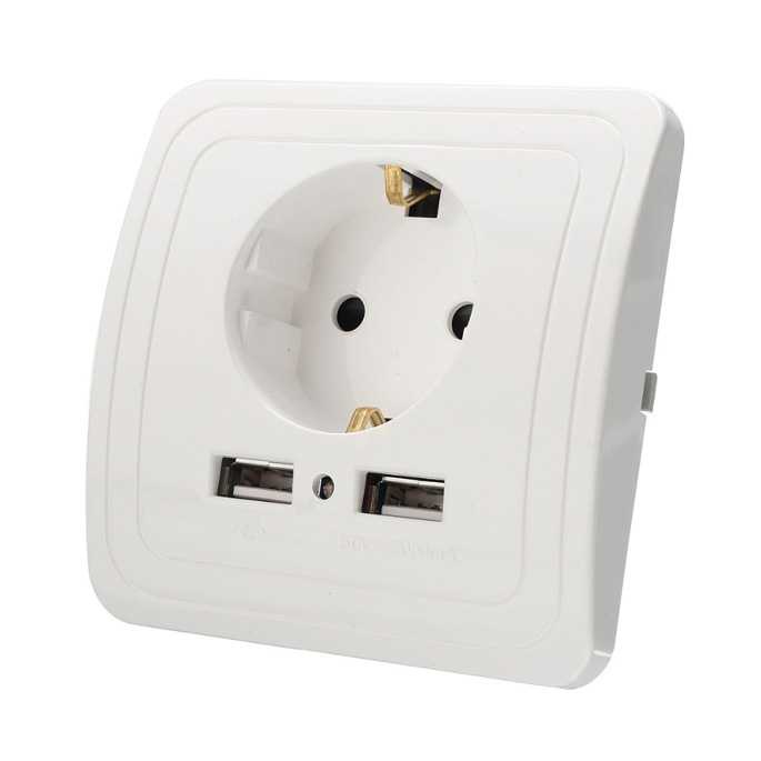 Stop Kontak Dinding EU Plug dengan 2 USB Port  / Stop Kontak Usb Charger 2 Lubang Wall Socket Universal / Saklar Dinding Tempel Rumah Broco Modern / Saklar Colokan Listrik Mengisi Daya Baterai Alat Elektronik Lainnya / Stop Kontak USB Charger Murah