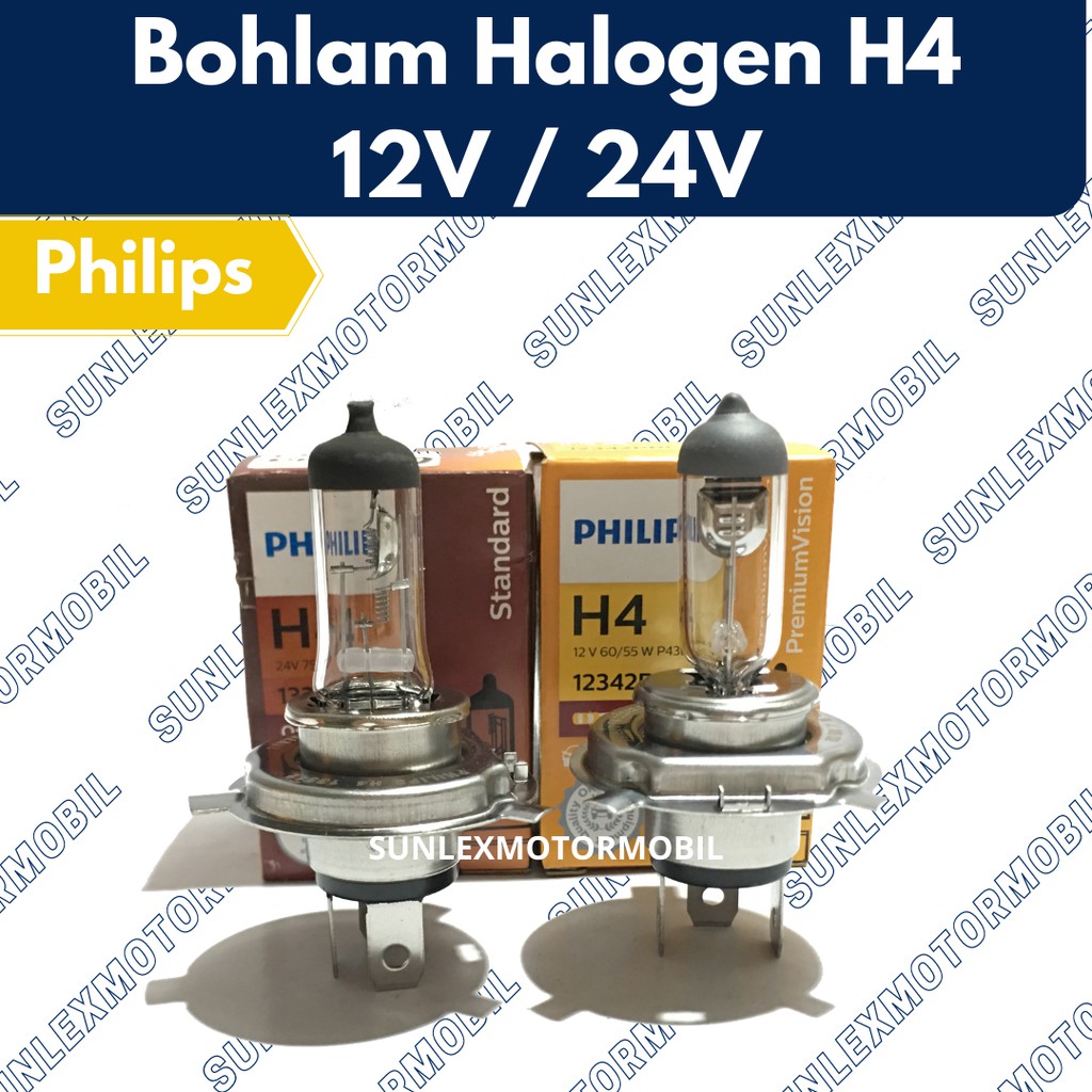 BOHLAM HALOGEN H4 12V 60/55W 24V 75/70W STANDARD PREMIUM PHILIPS