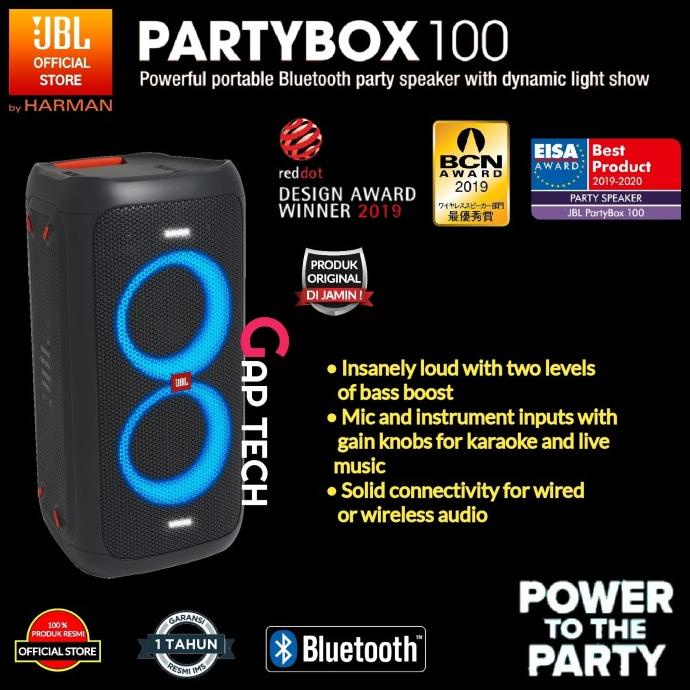 JBL PartyBox 100 / PartyBox100 Portable Bluetooth Speaker Original Termurah