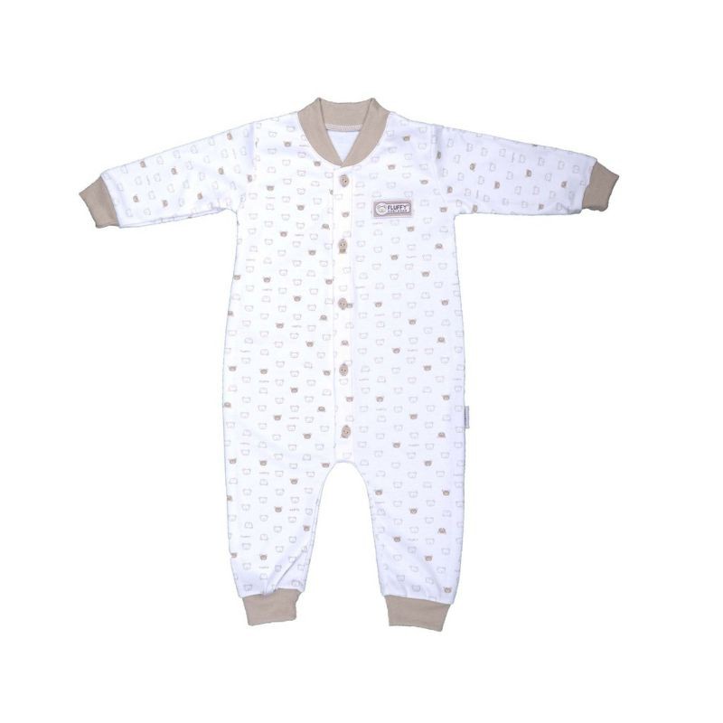 (FLUFFY) 3pcs Baju Kodok Panjang Buka Kaki/Sleepsuit KHAKI SERIES