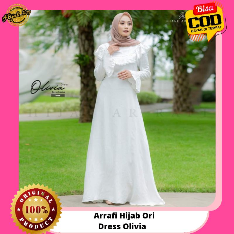 Gamis dress gaun rayon premium brokat renda arrafi Olivia dress