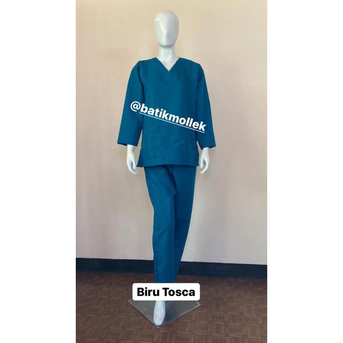 READY STOCK Baju OK/ Baju Jaga/ Scrubs Lengan Tangan Panjang - Biru Tosca, M