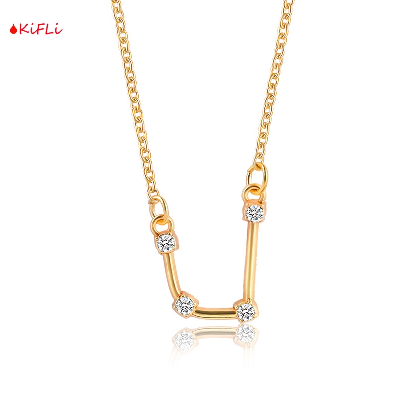 [Bayar Di Tempat],New 12 Constellation Kalung,Choker Dengan Liontin Bentuk Huruf,Dan Hiasan Berlian