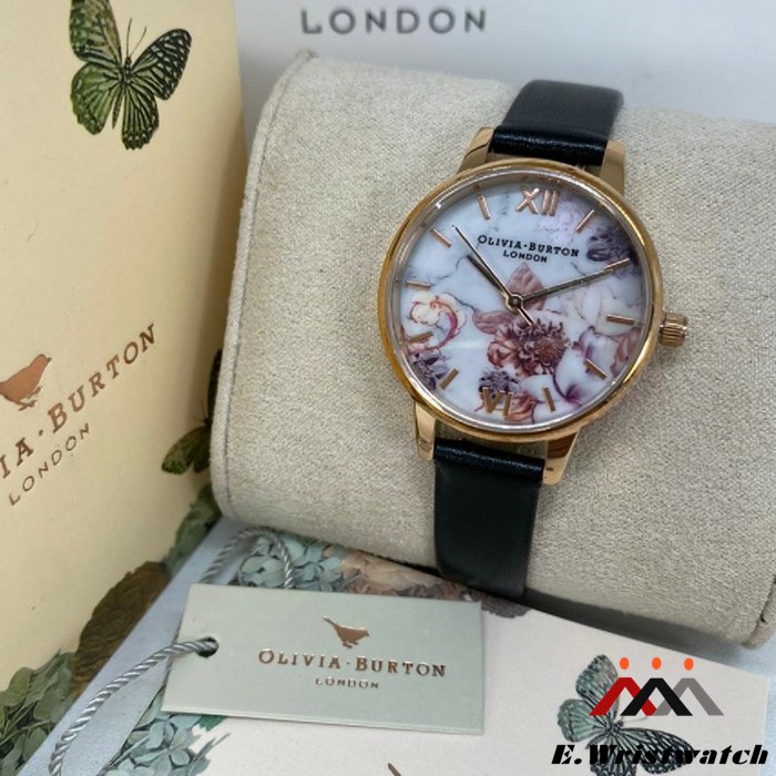 JAM TANGAN OLIVIA BURTON BEE FLORAL ORIGINAL BLACK OLIVIA BURTON WATCH