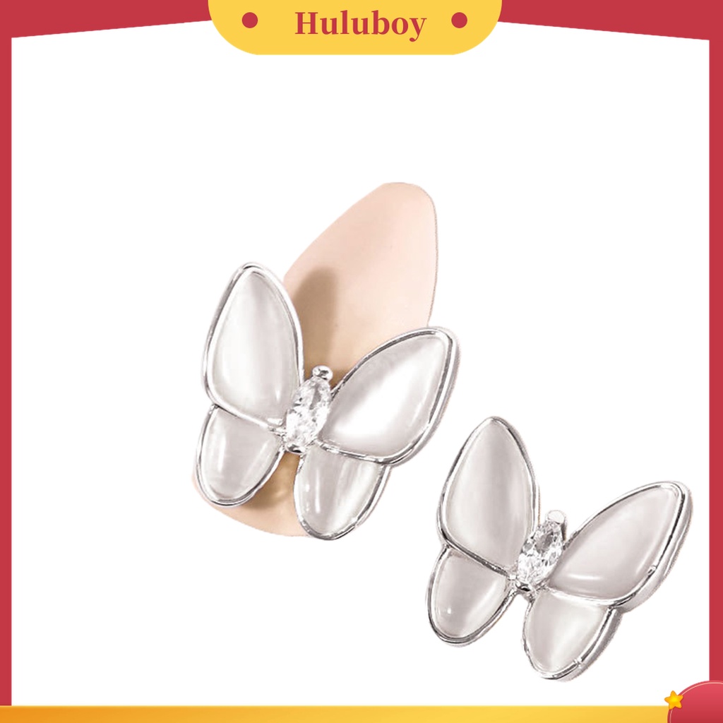 Huluboy Huluboy♡ 2pcs Kupu-Kupu Glitter Berlian Imitasi Untuk Dekorasi Nail Art DIY