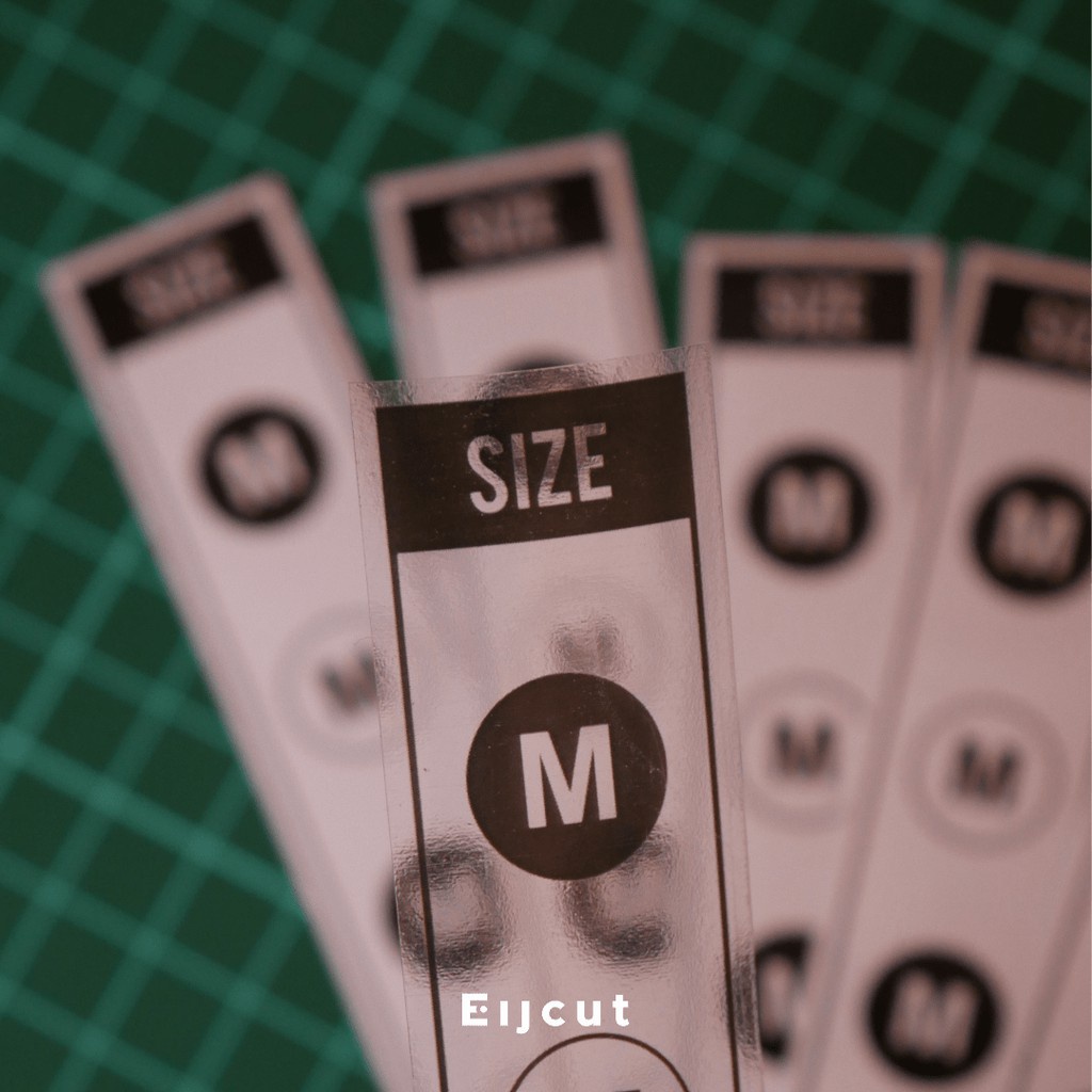 Sticker Label Size Transparan untuk Kaos Baju Fashion 50pcs