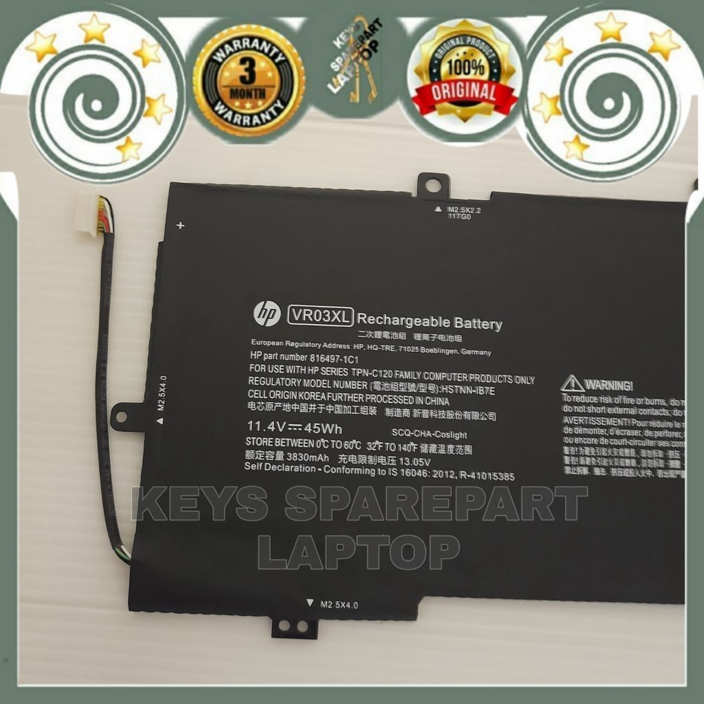 Baterai Battery Batre Laptop HP Envy 13-D040TU D045TU D050NA D055SA D026TU VR03XL 13-D 13-D000 HSTNN-IB7E 13&quot; Pavilion 13-D AG31 816497-1C1 Ori VR03 VRO3 VRO3XL ORIGINAL