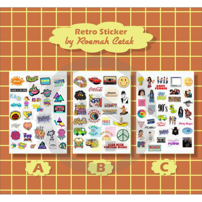 

STICKER TUMBLR AESTHETIC STIKER LAPTOP STIKER CASE HP STICKER CASE HANDPONE (RETRO SERIES)