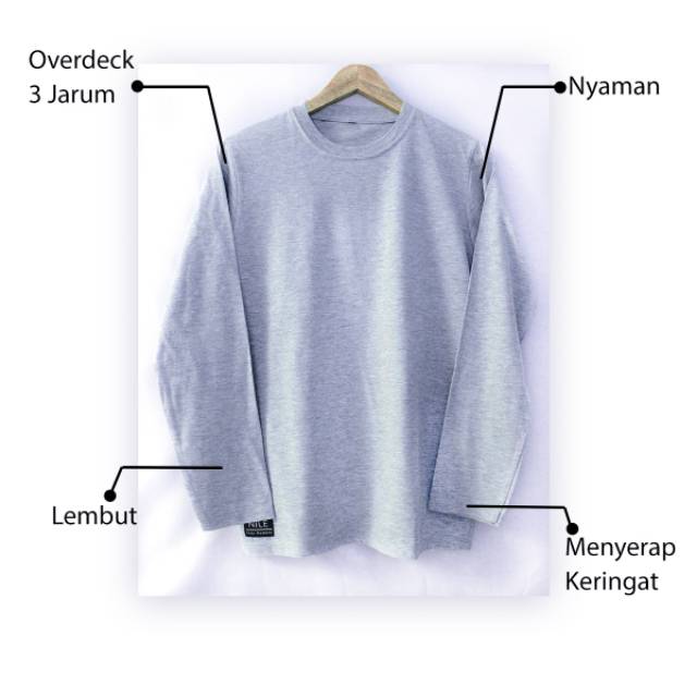 [FREE MASKER] Kaos Polos Twotone - Abu Muda Misty Lengan Panjang | (COTTON COMBED 30S)