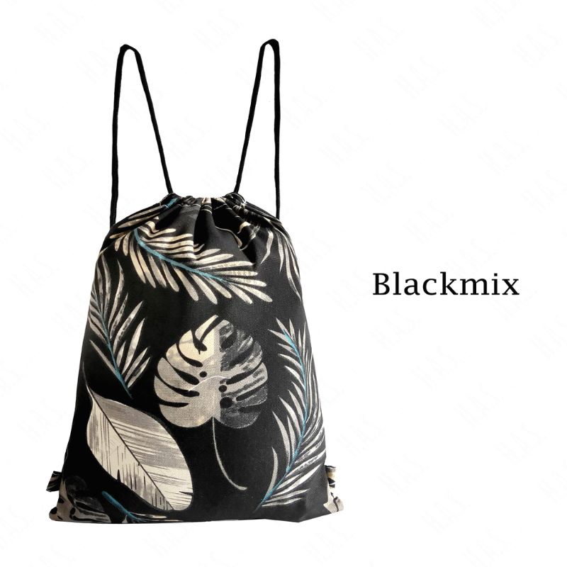 TAS SERUT GRENSIV DRAWSTRING BAG STRING BAG STRINGBAG BAHAN KANVAS TEBAL MOTIF BLACKMIX