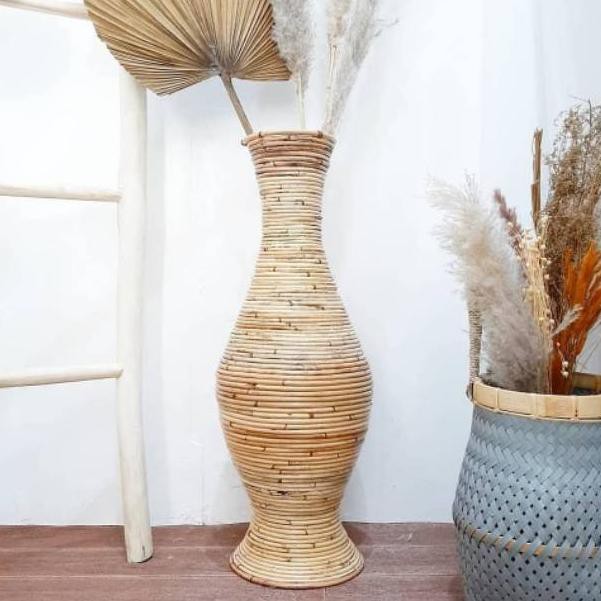 Vas rotan 100 cm/pot rotan/Guci rotan/Vas bunga rotan/vas rotan tinggi/vas bunga tinggi 6D3