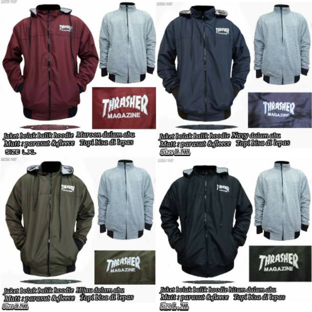 Jaket parasit thrasher jaket pria jaket bolak balik