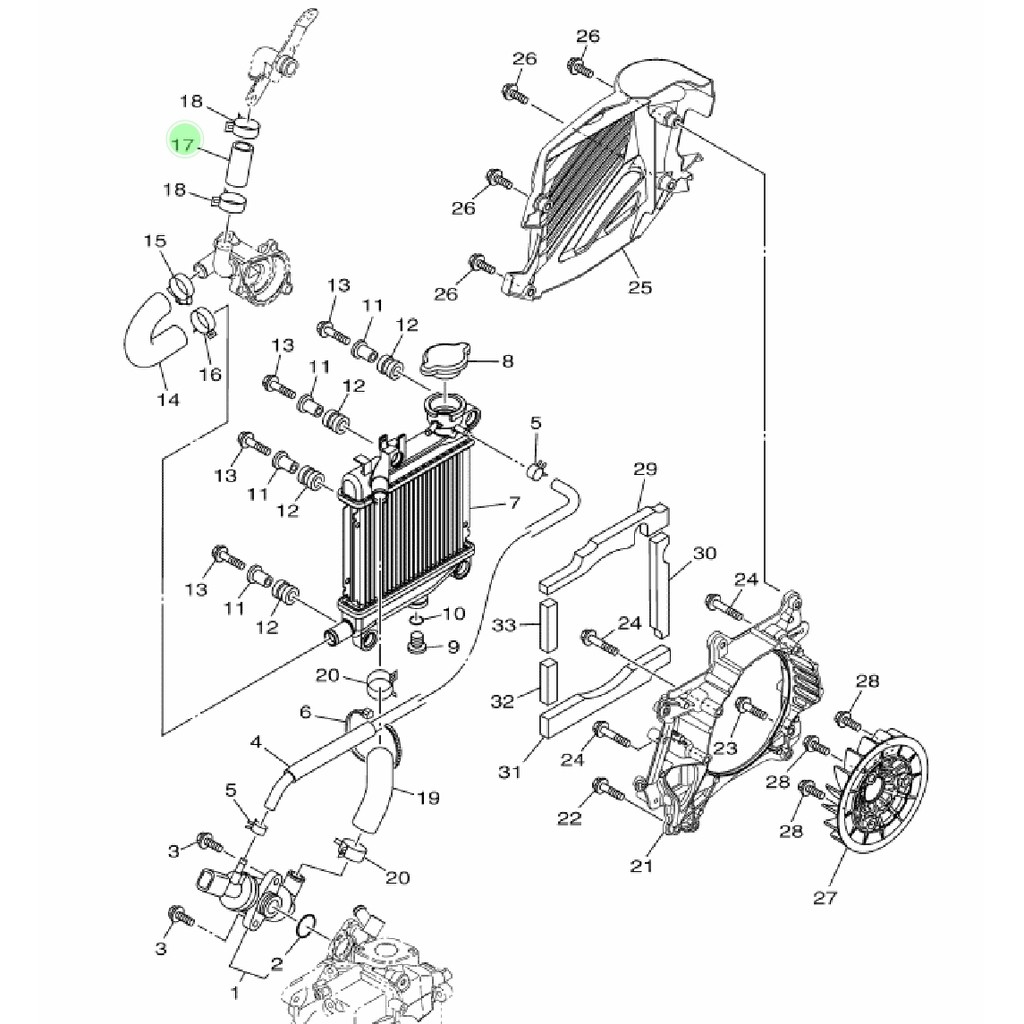 SELANG PENDEK SALURAN AIR RADIATOR KE BLOK MESIN XEON KARBU RC GT AEROX 125 ORIGINAL YGP 44D-E2482-01