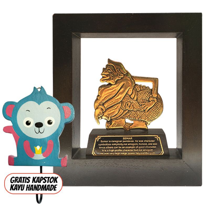 Wayang Frame Stand Semar (Gratis Kapstok Kayu Handmade)