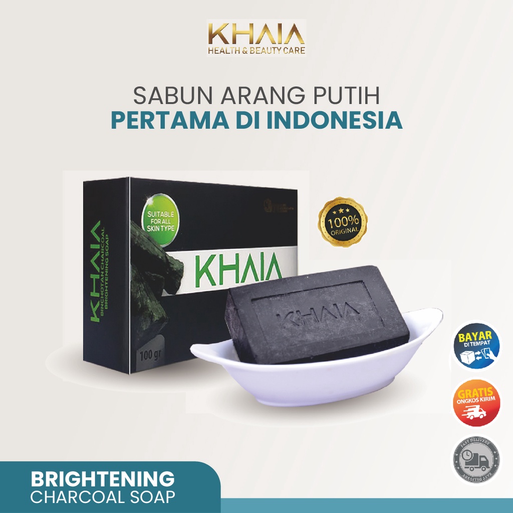 Khaia Skincare Binchotan Brightening Charcoal Soap Sabun Pencuci Muka Arang Perawatan Pembersih Waja