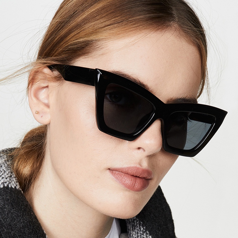 2022 Kacamata Hitam Wanita Model Cat Eye Simple Retro Frame Besar