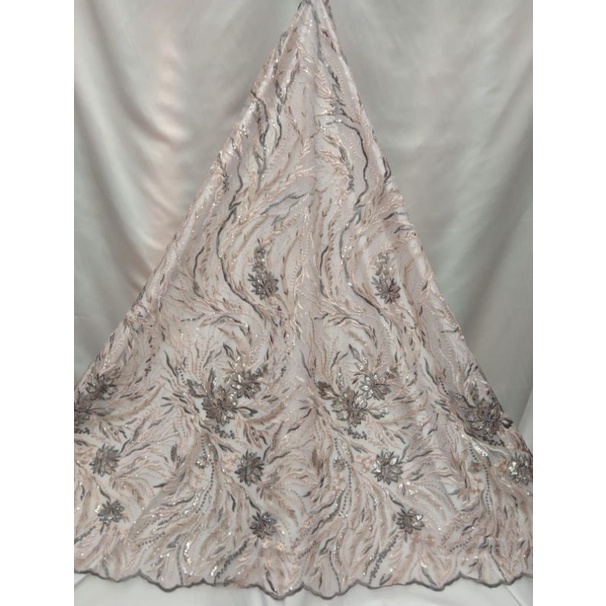 Bahan Kain Tile Lace Akar Payet Full