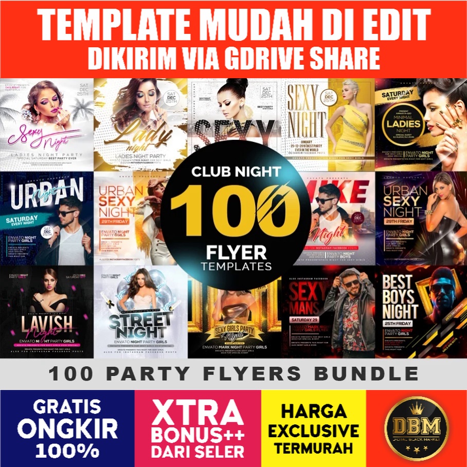 100 Night Club Party Flyers Bundle