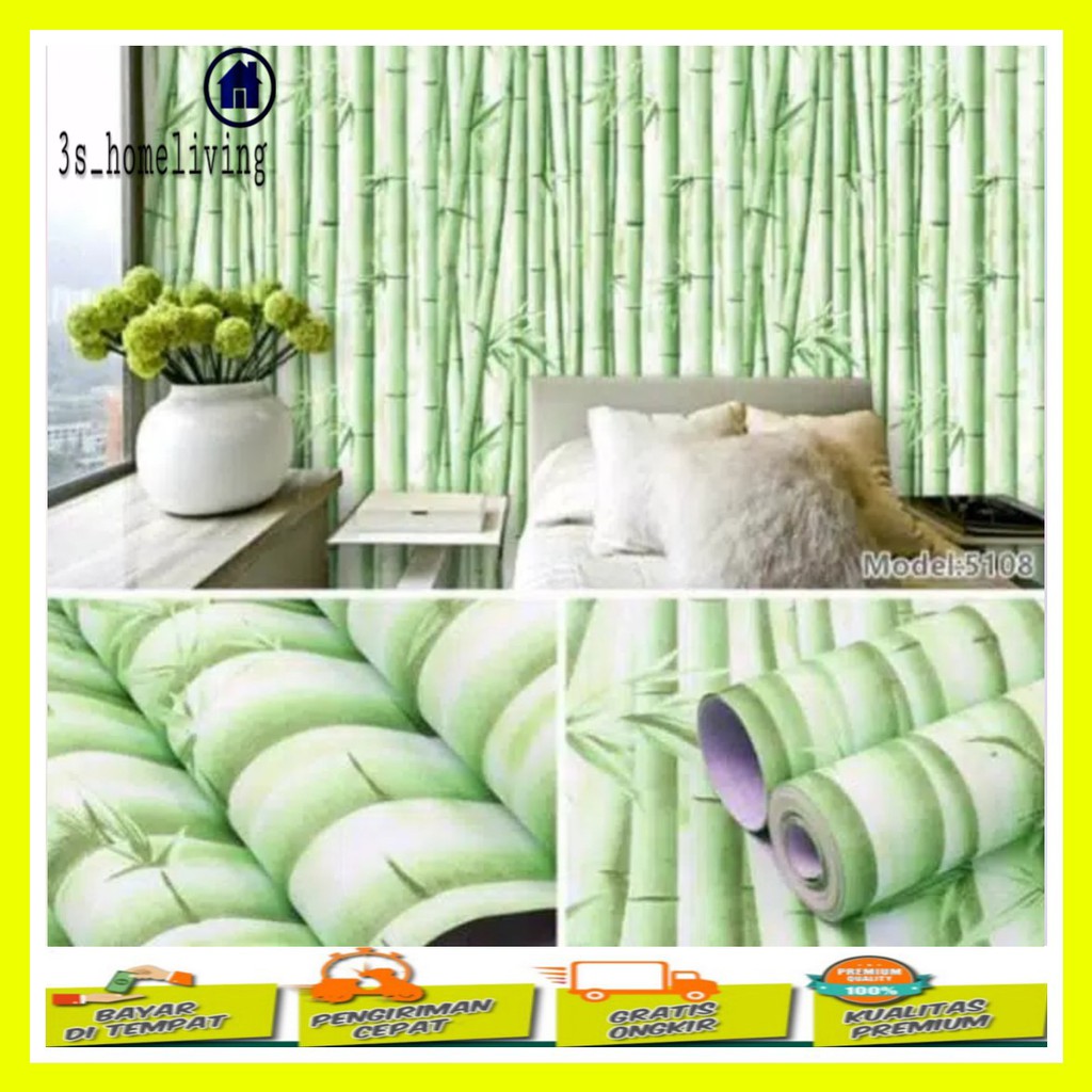(COD) Wallpaper Dinding Bambu Daun / Wallpaper / Wallpaper Bambu Daun / Wallpaper Hijau 900