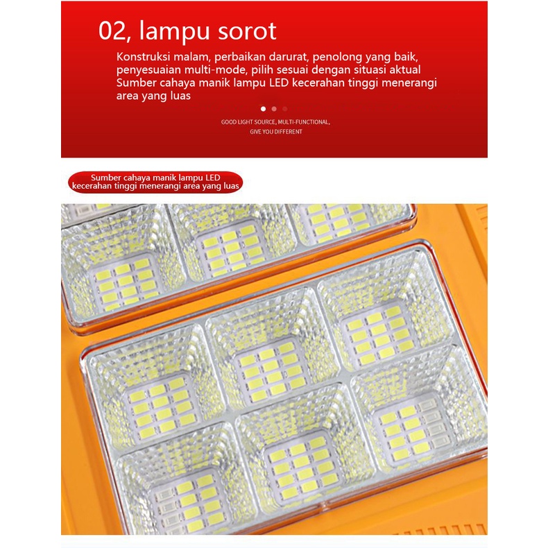 Lampu Sorot  Led  Portable Usb Rechargeable Tenaga Surya Untuk Darurat / Camping / Outdoor/SOS Warning Lampu