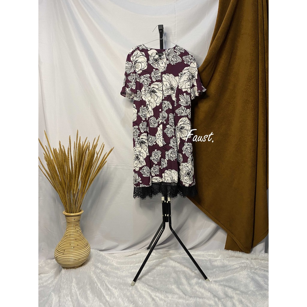 Dress wanita lengan pendek motif bunga preloved