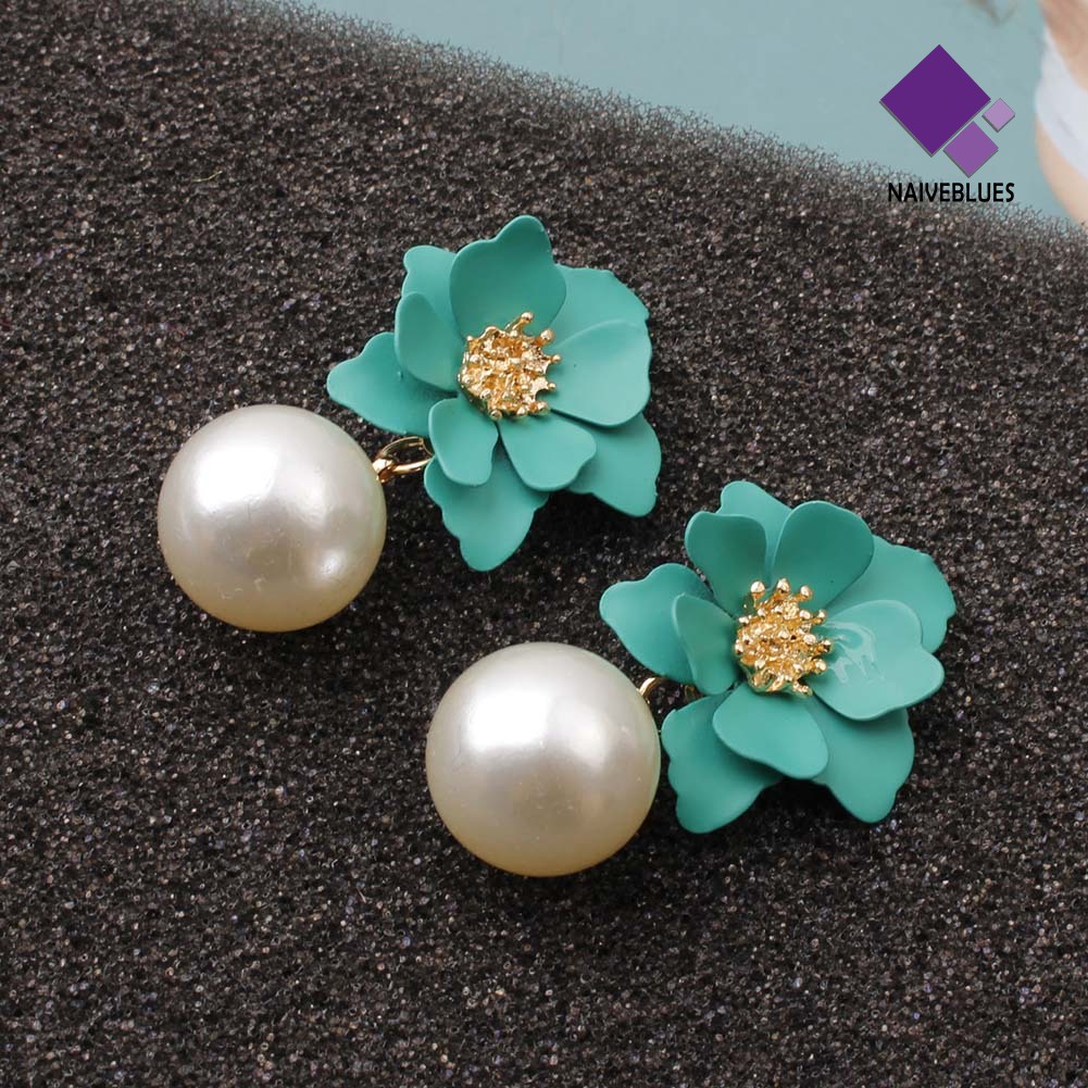 Anting Stud Dangle Mutiara Tiruan Bahan Resin Untuk Wanita