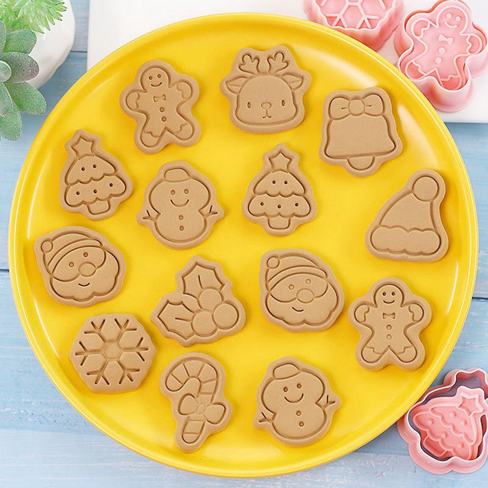 Preva Cookie Cutters Decor Kits 3D Bakeware Tema Natal Kartun Dapat Ditekan Baking Tools