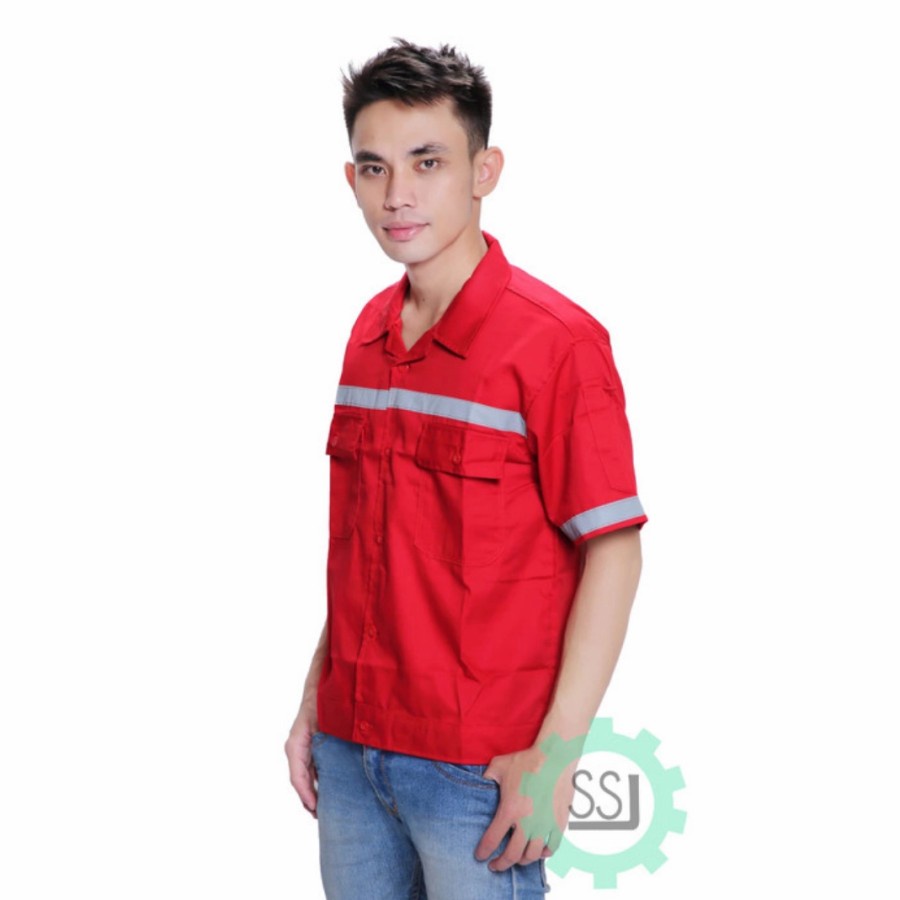 Baju Safety Lengan Pendek - Baju Atasan Kerja Lengan Pendek Murah / Baju Safety