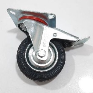 Roda Troli Karet 3inci Rem / Roda Karet Trolley Etalase Gerobak (G728)