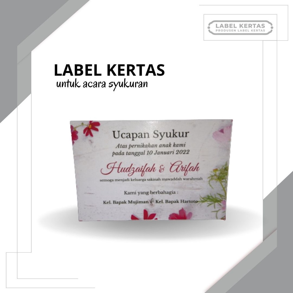 

LABEL KERTAS SYUKURAN | KERTAS SYUKURAN KEKINIAN | LABEL KERTAS CUSTOM | LABEL SYUKURAN