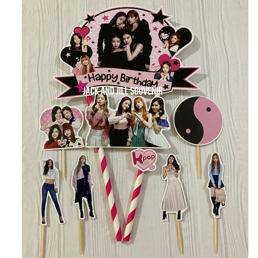 cake topper blackpink - banner topper cake - tusukan kue - hiasan kue ultah