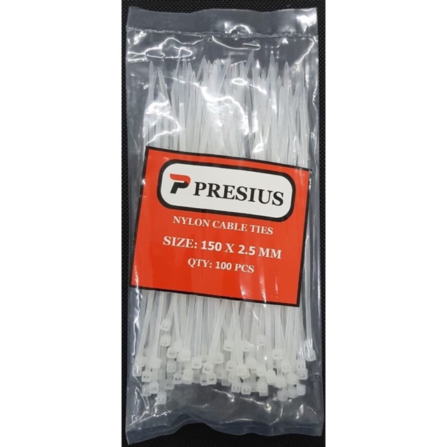 PRESIUS KABEL TIES PUTIH 150 X 2.5 MM (GROSIR) ISI 100 PCS ASLI NILON CABLE TIE TIS NYLON 2,5