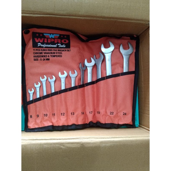 Kunci ring pas set satin wipro 8-24 mm