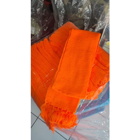 Syal polos rajut handmade dewasa scarf shawl SYAL-POLOS-ORANGE