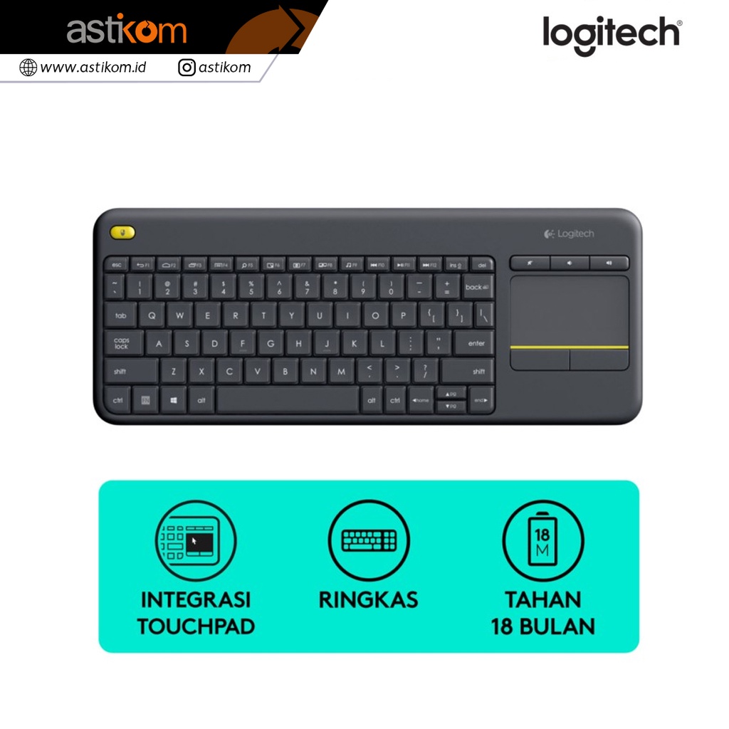 Keyboard Wireless Logitech K400 Plus Touch Keyboard