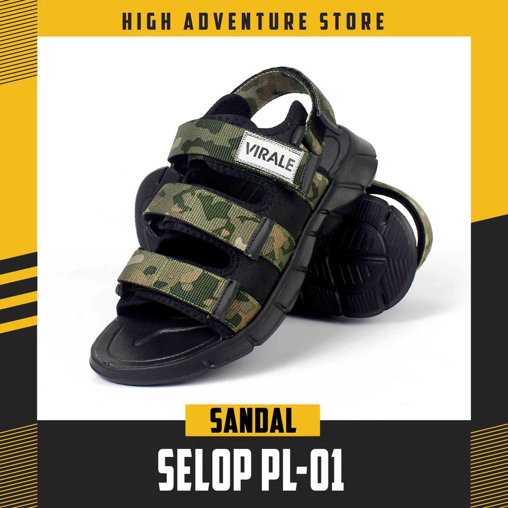 Sandal Gunung Pria Casual Outdoor Murah Sendal Selop Original Traveling Keren PL-01 TL ABU