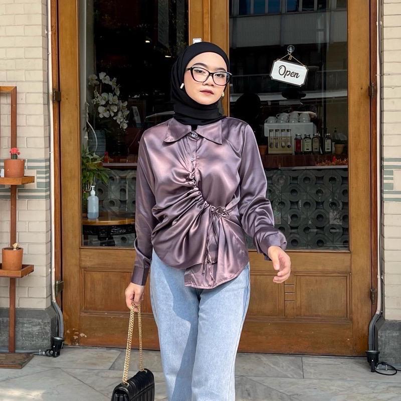 WOW-Serut Silk Ghema Blouse Satin Wanita